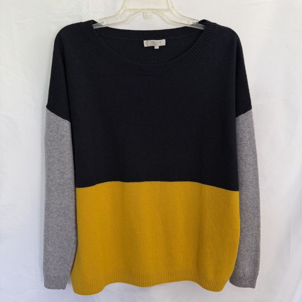 Hobbs London Wool Cashmere Women’s Jumper Sweater Color Block Size XL